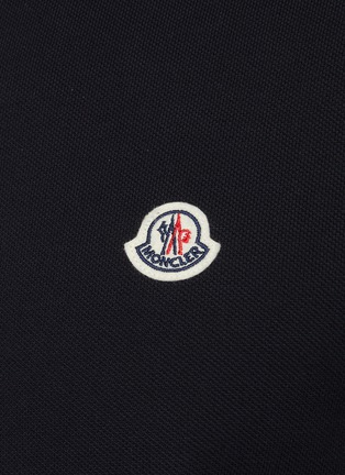  - MONCLER - Tricolour Stripe Trim Logo Polo Shirt