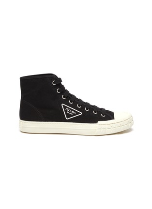 Main View - Click To Enlarge - PRADA - Logo Print High Top Lace Up Sneakers