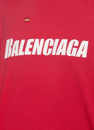  - BALENCIAGA - Distressed vintage jersey boxy logo T-shirt