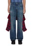 Main View - Click To Enlarge - BALENCIAGA - Hybrid tied up tartan print shirt jeans