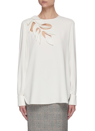 Main View - Click To Enlarge - OSCAR DE LA RENTA - Floral cutout blouse