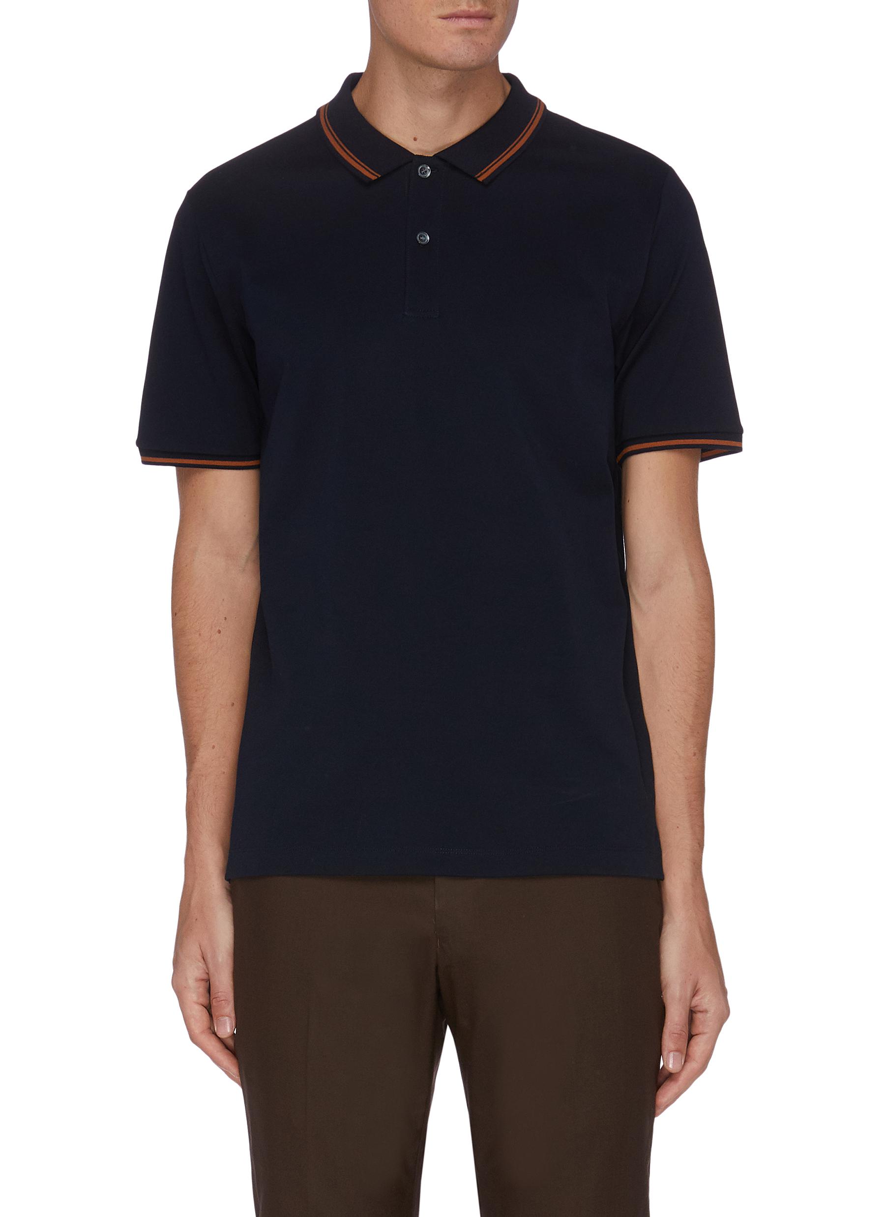 Equil Contrast Trim Cotton Polo Shirt In Blue