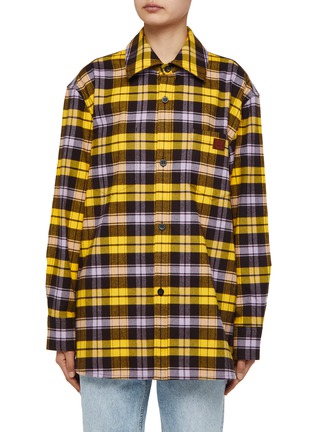 Main View - Click To Enlarge - ACNE STUDIOS - FACE PATCH OVERSIZED FLANNEL SHIRT