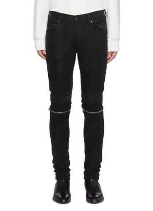 Main View - Click To Enlarge - AMIRI - 'MX2' Zipper Detail Slim Fit Waxed Jeans