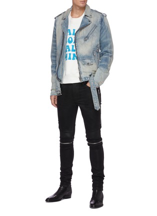 Figure View - Click To Enlarge - AMIRI - 'MX2' Zipper Detail Slim Fit Waxed Jeans