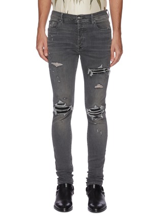 Main View - Click To Enlarge - AMIRI - MX1' suede patch distressed skinny jeans