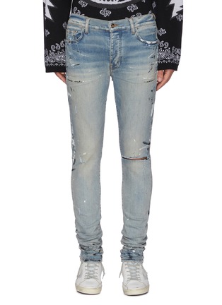 Main View - Click To Enlarge - AMIRI - Hand painted slit knee jeans