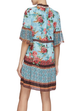 Back View - Click To Enlarge - ALICE & OLIVIA - GLORY' Floral Print Drawstring V-Neck Tier Ruffle Dress