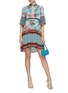 Figure View - Click To Enlarge - ALICE & OLIVIA - GLORY' Floral Print Drawstring V-Neck Tier Ruffle Dress