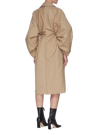 Back View - Click To Enlarge - MAYA LI - Balloon shirring sleeve cut-out outseam trench coat