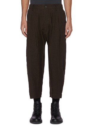Main View - Click To Enlarge - ZIGGY CHEN - Drop crotch pleated crop pants
