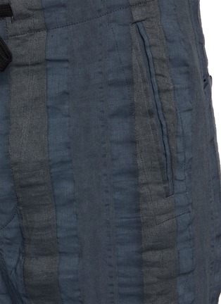  - UMA WANG - Contrast Textured Stripe Drawstring Waist Crop Pants