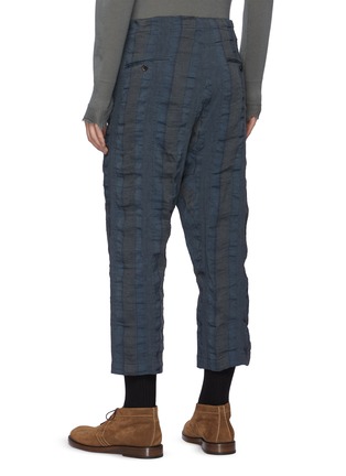 Back View - Click To Enlarge - UMA WANG - Contrast Textured Stripe Drawstring Waist Crop Pants