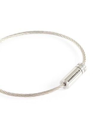 Detail View - Click To Enlarge - LE GRAMME - 'Cable' Black Diamond Silver Bracelet 7g