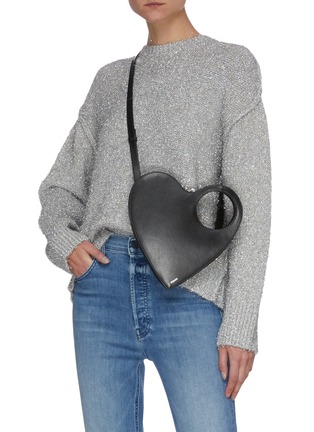 Front View - Click To Enlarge - COPERNI - Heart swipe' structured top handle leather bag