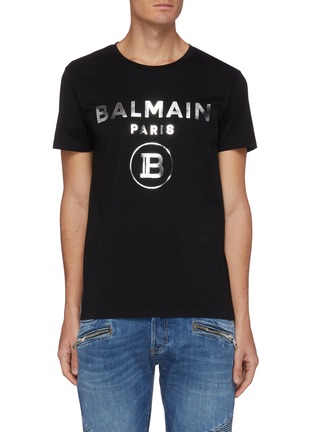 Main View - Click To Enlarge - BALMAIN - Logo Print Crewneck Cotton T-shirt