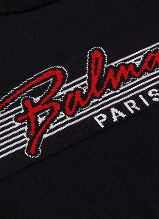  - BALMAIN - Cursive Logo Intarsia Crewneck Sweater