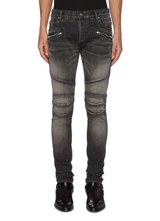 Main View - Click To Enlarge - BALMAIN - Zip pocket deconstructed jeans