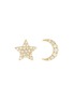 Main View - Click To Enlarge - EF COLLECTION - Diamond 14k Yellow Gold Star Moon Stud Earrings