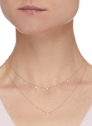 Figure View - Click To Enlarge - EF COLLECTION - Teardrop Diamond 14k Yellow Gold Choker Necklace