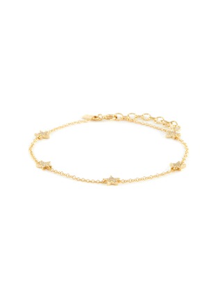 Main View - Click To Enlarge - EF COLLECTION - Diamond 14k Yellow Gold Star Charm Chain Bracelet
