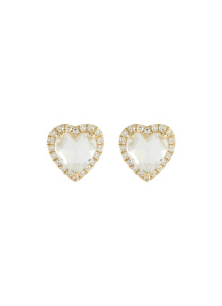 Main View - Click To Enlarge - EF COLLECTION - Diamond Topaz 14k Yellow Gold Heart Stud Earrings