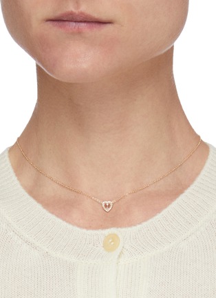Figure View - Click To Enlarge - EF COLLECTION - Diamond Topaz 14k Yellow Gold Heart Necklace