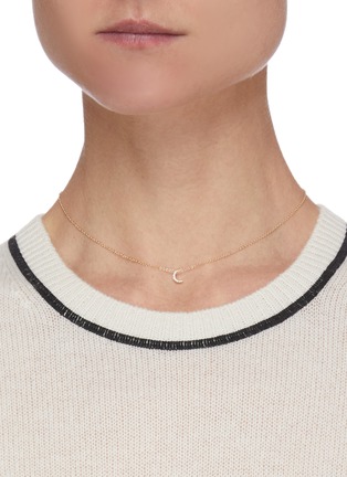 Figure View - Click To Enlarge - EF COLLECTION - Diamond 14k Yellow Gold Moon Choker Necklace