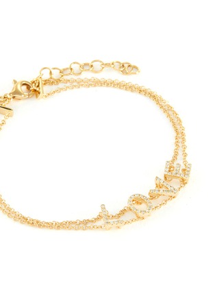 Detail View - Click To Enlarge - EF COLLECTION - Diamond 14k Yellow Gold Love Double Chain Bracelet