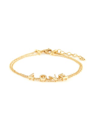 Main View - Click To Enlarge - EF COLLECTION - Diamond 14k Yellow Gold Love Double Chain Bracelet