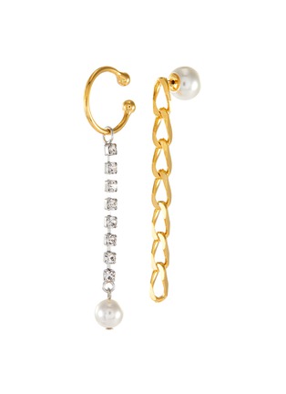 Main View - Click To Enlarge Main View - Click To Enlarge - JOOMI LIM - Glam Riot' Chain Crystal Asymmetrical Drop Earrings