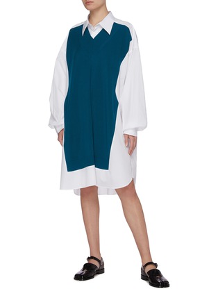 Figure View - Click To Enlarge - MAISON MARGIELA - Knit panel oversized shirt dress