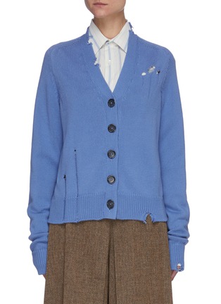 Main View - Click To Enlarge - MAISON MARGIELA - Distressed V-neck cardigan