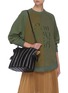 Figure View - Click To Enlarge - LOEWE - Flamenco Ondas' Pleated Drawstring Leather Clutch