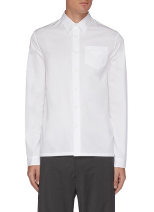 Main View - Click To Enlarge - PRADA - Point Collar Patch Pocket Cotton Shirt