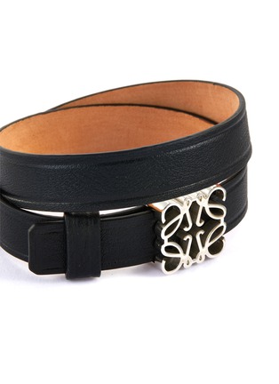 Detail View - Click To Enlarge - LOEWE - Anagram Logo Buckle Leather Bracelet