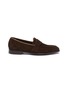 Main View - Click To Enlarge - GEORGE CLEVERLEY - Owen' Wide Strap Suede Penny Loafers