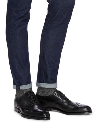 Figure View - Click To Enlarge - GEORGE CLEVERLEY - Reuben' Chisel Toe Leather Brogue Shoes