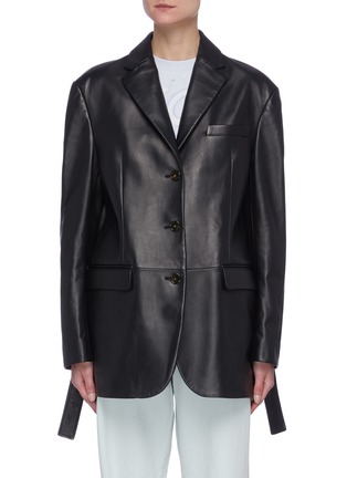 Main View - Click To Enlarge - ACNE STUDIOS - Lambskin Leather Belted Blazer