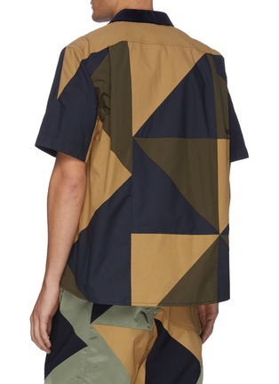 Back View - Click To Enlarge - SACAI - Geometric Patchwork Patch Pocket Shirt
