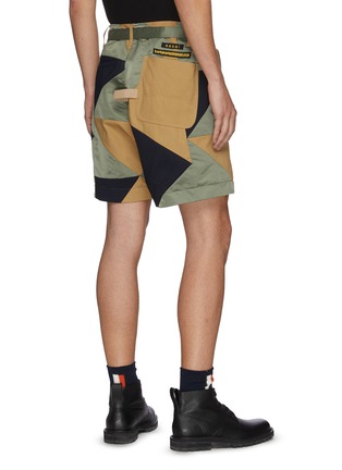 Back View - Click To Enlarge - SACAI - Belted Geometric Patchwork Shorts