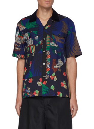 Main View - Click To Enlarge - SACAI - Geometric Panel Archive Print Patchwork Shirt