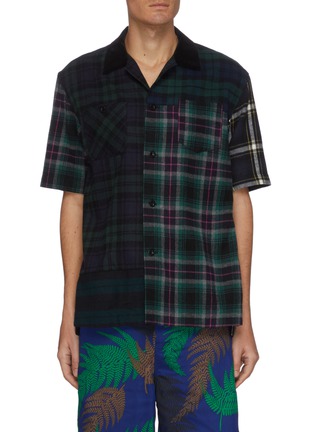 Main View - Click To Enlarge - SACAI - Patchwork Flannel Plaid Patch Pocket Shirt