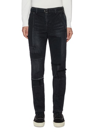 Main View - Click To Enlarge - SACAI - Belted patchwork jeans