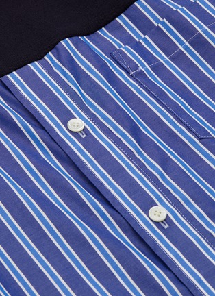  - SACAI - Hybrid Stripe Shirt Panel Drawstring Cotton Hoodie