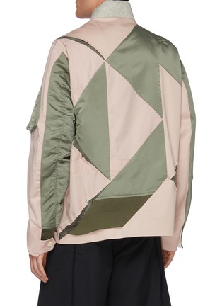 Back View - Click To Enlarge - SACAI - MIXED GEOMETRIC PATCHWORK BOMBER JACKET