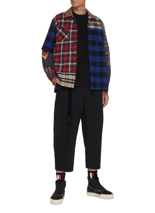 Figure View - Click To Enlarge - SACAI - Flannel plaid patchwork shirt