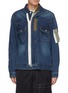 Main View - Click To Enlarge - SACAI - Contrast Nylon Panel Deconstructed Denim Jacket
