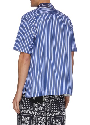 Back View - Click To Enlarge - SACAI - Patchwork collar striped cotton poplin shirt
