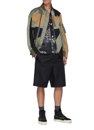 Figure View - Click To Enlarge - SACAI - Mixed Geometric Patchwork Bomber Jacket